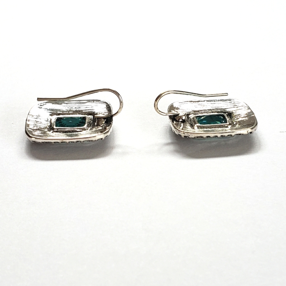 Earrings Silver Aquamarine Crystal NWT - Picture 2 of 6